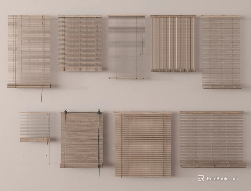 Different Styles of Window Blinds for Home Interior Design and Decor 3d model 