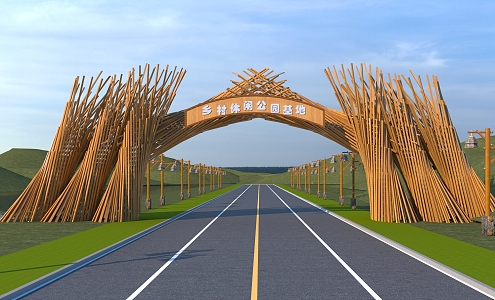 Natural ecological entrance gate 3d model