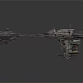 Futuristic Sci-Fi Spaceship 3D Model With Detailed Metallic Structure And Bright Lights