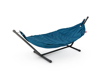 Blue Hammock With Black Metal Stand For Outdoor Relaxation And Comfort 3d model