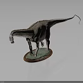 Detailed Dinosaur Model With Long Neck Gray Body And Green Display Base
