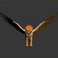 Orange Fantasy Griffin Mythical Creature With Spread Wings And Lion Body
