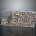 Natural Wood And Stone Blocks Stacked Together As Construction Materials With Textured Finish