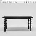 Modern Black Dining Table With Carved Decorative Legs And Rectangular Top