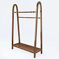 Sturdy Wooden Storage Rack With Arched Frame And Tiered Shelves For Home Organization