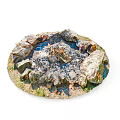 Arbor in Circular Landscape Model with Stones Blue Water and Grass