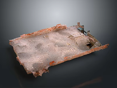 Detailed Terrain Model Featuring Textured Surface Damaged Edges And Brick Like Structures 3d model