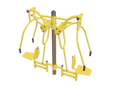 Yellow Outdoor Sports Equipment With Metal Frame Central Pole Foot Pedals And Handrails 3d model