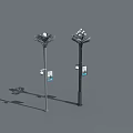 Outdoor Street Lights With Floral Top Design And Attached Information Panels