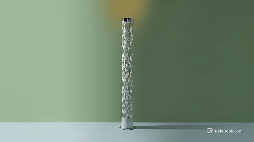 Modern Standing Floor Lamp With Perforated Pattern And Warm Illumination 3d model