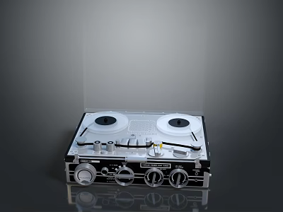 Vintage Headphone Speaker With Dual Cassette Reels And Control Panel Knobs 3d model
