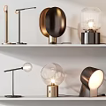 Modern Table Lamps with Various Designs on White Shelf Display Contemporary Style Home Decor