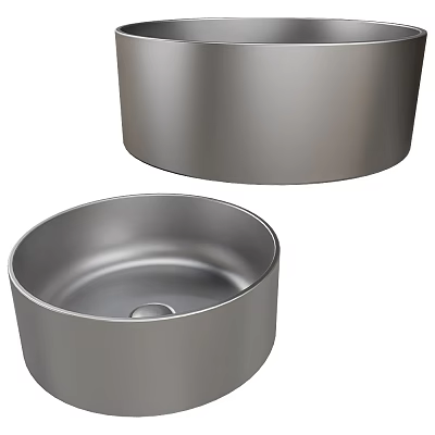 Modern Stainless Steel Wash Basin With Round Bowl And Smooth Base Design 3d model