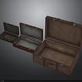 Vintage Open Suitcases in Red and Brown for Lifestyle Storage Items