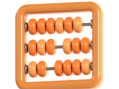 Orange Abacus With Square Frame And Three Rows Of Round Beads 3d model