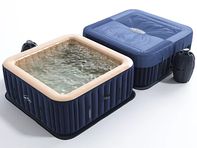 Navy Blue Inflatable Hot Tub Leisure Equipment With Massage Function And Cover For Home Use 3d model