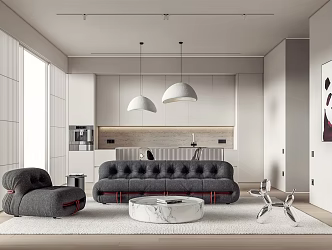 Modern Cassina living room 3d model