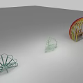 Unique Public Chairs With Floral And Apple Shaped Metal Structures In Green And Colorful Design