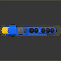 Blue CSX Train Locomotive Model With Yellow Accents On Reflective Surface