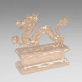 Golden Dragon Shaped Decorative Ornament Set With Scaly Texture And Base