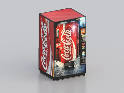 Coca-Cola Commercial Vending Machine for Beverage Dispensing with Red Exterior 3d model