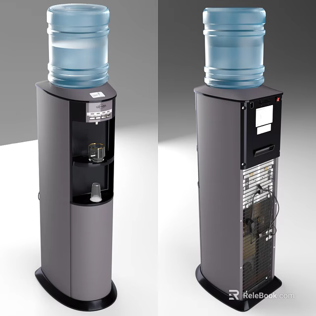 Modern Standing Water Dispenser With Top Loading Bottle And Control Panel 3d model