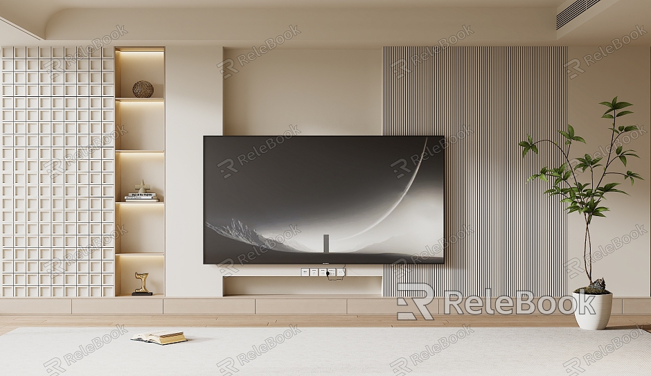 Modern TV Background Wall Cream Style TV Background Wall TV Cabinet TV model