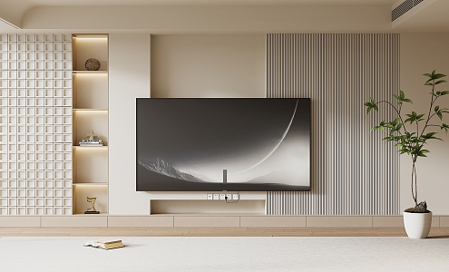 Modern TV Background Wall Cream Style TV Background Wall TV Cabinet TV 3d model