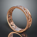 Rose Gold Ring With Intricate Filigree Design And Shiny Delicate Patterns 3d model