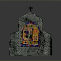 Gothic Church Building With Stained Glass Windows Arched Stone Masonry And Cross On Roof
