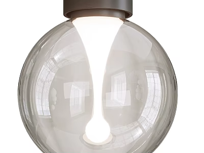 Modern Transparent Spherical Glass Pendant Light With Dark Top Base And Illuminated Bulb 3d model