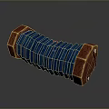 Industrial Cylindrical Equipment With Blue Striped Body And Brown Ends