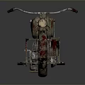 Vintage Green Camouflage Motorcycle Featuring Orange Seat And Rusty Retro Style