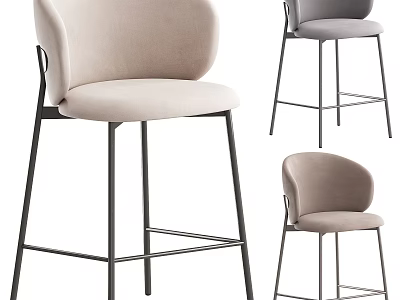 Modern Minimalist Single Chair With Curved Backrest Metal Legs And Multiple Color Options 3d model