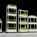 Vertical Multi Tiered Indoor Agricultural Equipment with Green Plant Growing Shelves