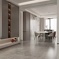 Modern Living And Dining Area With White Sofa Coffee Tables Rug Artwork And Plant