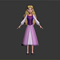 Beautiful Princess Game Movie Character With Long Blonde Hair And Purple Pink Dress