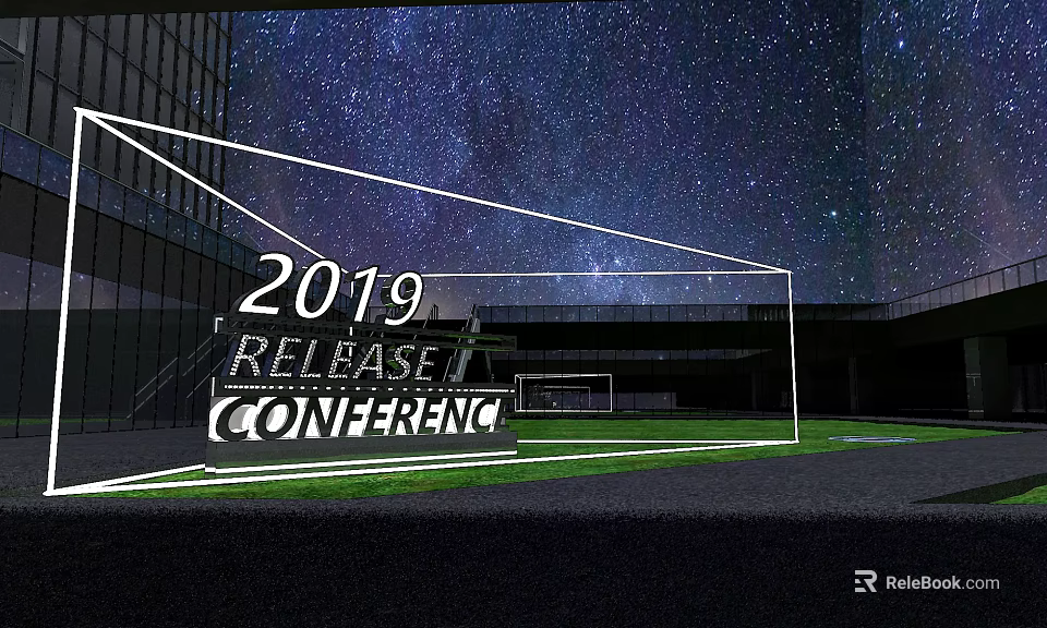 2019 Release Conference Outdoor Scene With Starry Sky And Modern Building Structure 3d model 