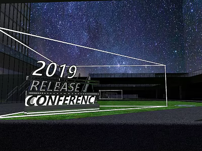 2019 Release Conference Outdoor Scene With Starry Sky And Modern Building Structure 3d model