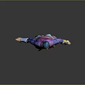 3D Character Design Of Humanoid Creature In Purple Yellow Traditional Costume With Open Arms