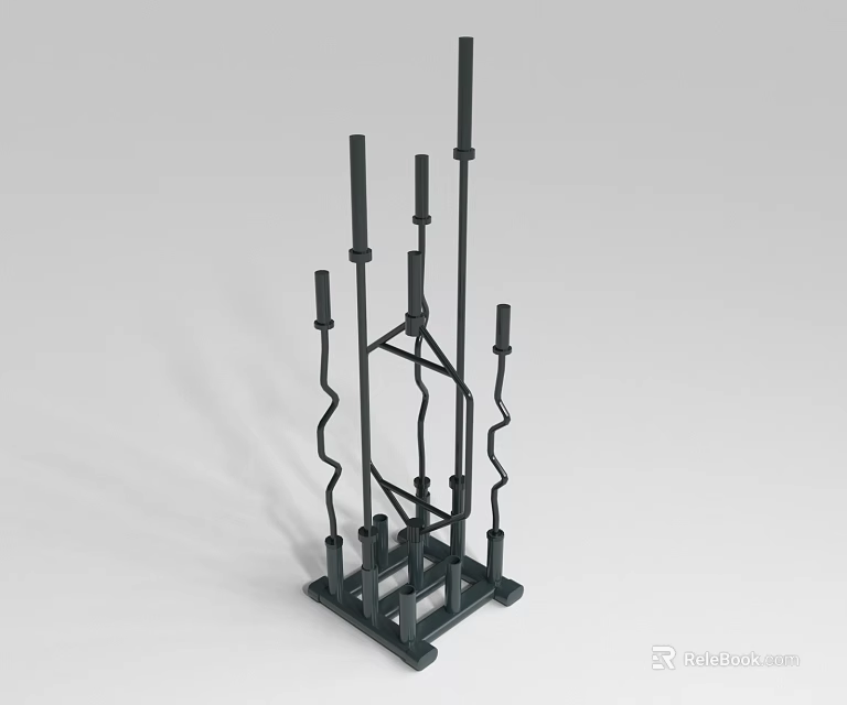 Sports Equipment Black Multi Pole Storage Rack With Curved Poles And Stable Base 3d model 