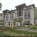 Modern Townhouse Exterior Architecture With Multi Story Stone Facade Large Windows And Landscaped Greenery