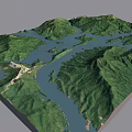 Aerial Planning of Mountainous Terrain With Water Bodies and Green Landscape