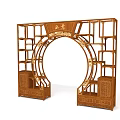 Traditional Chinese Wooden Curio Shelf With Circular Arch Design And Carved Multi-layer Compartments
