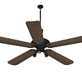 Air Conditioner Fan with Five Wooden Blades and Black Modern Ceiling Mount Design