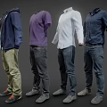 Men's Casual Clothes Display Featuring Hoodie T Shirt Shirt And Pants On Mannequins
