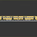 Yellow Train Model With Two Carriages On Display Stand Showcasing Smooth Reflection