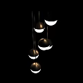 Modern Chandelier With Multiple Gold And White Spherical Balls Hanging Design 3d model