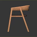 Modern Leisure Chair With Wooden Frame Curved Armrests And Black Padded Seat