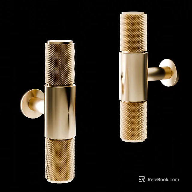 Modern Brushed Gold Door Handles With Textured Surface For Home Decor 3d model 